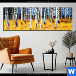 Acrylglasbild Wald Mit Birkenbaeumen Panorama Produktvorschau mit dem Bild Wald mit Birkenbäumen im Format Panorama.