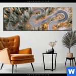 Acrylglasbild Wald Strasse Von Oben Panorama Produktvorschau mit dem Bild Wald & Straße von oben im Format Panorama.