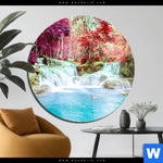 Acrylglasbild Wald Wasserfall No 3 Rund Produktvorschau mit dem Bild Wald & Wasserfall No. 3 im Format Rund.