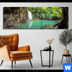Acrylglasbild Wald Wasserfall No 4 Panorama Produktvorschau mit dem Bild Wald & Wasserfall No. 4 im Format Panorama.