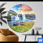 Acrylglasbild Wasserfall Bei Sonnenuntergang Rund Produktvorschau mit dem Bild Wasserfall bei Sonnenuntergang im Format Rund.