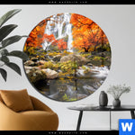 Acrylglasbild Wasserfall In Herbstlandschaft Rund Produktvorschau mit dem Bild Wasserfall in Herbstlandschaft im Format Rund.