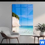 Acrylglasbild Weisse Kreidefelswand Am Meer Hochformat Produktvorschau mit dem Bild Weiße Kreidefelswand am Meer im Format Hochformat.