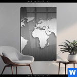 Acrylglasbild Weltkarte Edelstahloptik Hochformat Produktvorschau mit dem Bild Weltkarte Edelstahloptik im Format Hochformat.
