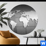 Acrylglasbild Weltkarte Edelstahloptik Rund Produktvorschau mit dem Bild Weltkarte Edelstahloptik im Format Rund.