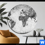 Acrylglasbild Weltkarte Grautoene Rund Produktvorschau mit dem Bild Weltkarte Grautöne im Format Rund.