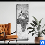 Acrylglasbild Weltkarte Grautoene Schmal Produktvorschau mit dem Bild Weltkarte Grautöne im Format Schmal.
