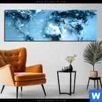 Acrylglasbild Weltkarte Kommunikation Panorama Produktvorschau mit dem Bild Weltkarte Kommunikation im Format Panorama.