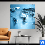 Acrylglasbild Weltkarte Kommunikation Quadrat Produktvorschau mit dem Bild Weltkarte Kommunikation im Format Quadrat.