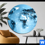 Acrylglasbild Weltkarte Kommunikation Rund Produktvorschau mit dem Bild Weltkarte Kommunikation im Format Rund.