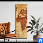 Acrylglasbild Weltkarte Rostoptik Schmal Produktvorschau mit dem Bild Weltkarte Rostoptik im Format Schmal.