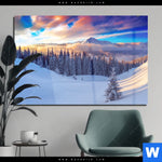 Acrylglasbild Winterliches Gebirge Querformat Produktvorschau mit dem Bild Winterliches Gebirge im Format Querformat.