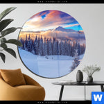 Acrylglasbild Winterliches Gebirge Rund Produktvorschau mit dem Bild Winterliches Gebirge im Format Rund.