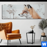 Acrylglasbild Winterstille Der Fuchs Panorama Produktvorschau mit dem Bild Winterstille - Der Fuchs im Format Panorama.