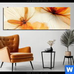 Acrylglasbild Zarte Blueten In Orange Panorama Produktvorschau mit dem Bild Zarte Blüten in Orange im Format Panorama.