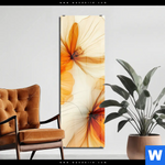 Acrylglasbild Zarte Blueten In Orange Schmal Produktvorschau mit dem Bild Zarte Blüten in Orange im Format Schmal.