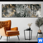 Acrylglasbild Zebra Eleganz In Streifen Panorama Produktvorschau mit dem Bild Zebra - Eleganz in Streifen im Format Panorama.