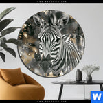 Acrylglasbild Zebra Eleganz In Streifen Rund Produktvorschau mit dem Bild Zebra - Eleganz in Streifen im Format Rund.