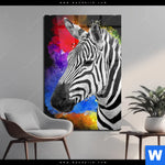 Acrylglasbild Zebra Pop Art No 1 Hochformat Produktvorschau mit dem Bild Zebra Pop Art No.1 im Format Hochformat.