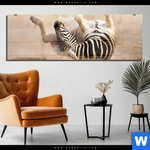 Acrylglasbild Zebra Staub Panorama Produktvorschau mit dem Bild Zebra & Staub im Format Panorama.