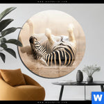 Acrylglasbild Zebra Staub Rund Produktvorschau mit dem Bild Zebra & Staub im Format Rund.