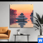 Acrylglasbild Zen Steine Sonnenuntergang Quadrat Produktvorschau mit dem Bild Zen Steine & Sonnenuntergang im Format Quadrat.