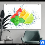 Acrylglasbild Zitrusfruechte Auf Eis Querformat Produktvorschau mit dem Bild Zitrusfrüchte auf Eis im Format Querformat.