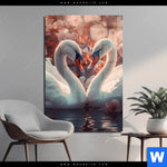 Acrylglasbild Zwei Schwaene Im Wasser Hochformat Produktvorschau mit dem Bild Zwei Schwäne im Wasser im Format Hochformat.