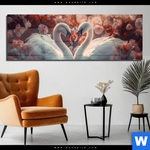 Acrylglasbild Zwei Schwaene Im Wasser Panorama Produktvorschau mit dem Bild Zwei Schwäne im Wasser im Format Panorama.