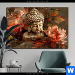 Alu Dibond Bild Abstrakter Buddha Blumen Querformat Produktvorschau mit dem Bild Abstrakter Buddha & Blumen im Format Querformat.