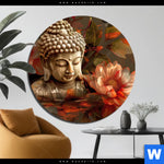 Alu Dibond Bild Abstrakter Buddha Blumen Rund Produktvorschau mit dem Bild Abstrakter Buddha & Blumen im Format Rund.