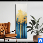 Alu Dibond Bild Abstrakter Wald Blau Gold Schmal Produktvorschau mit dem Bild Abstrakter Wald - Blau & Gold im Format Schmal.