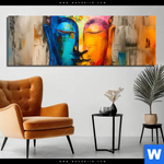 Alu Dibond Bild Abstraktes Buddha Gesicht Panorama Produktvorschau mit dem Bild Abstraktes Buddha-Gesicht im Format Panorama.