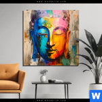 Alu Dibond Bild Abstraktes Buddha Gesicht Quadrat Produktvorschau mit dem Bild Abstraktes Buddha-Gesicht im Format Quadrat.