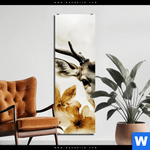 Alu Dibond Bild Bluetenpracht Trifft Geweih Schmal Produktvorschau mit dem Bild Blütenpracht trifft Geweih im Format Schmal.