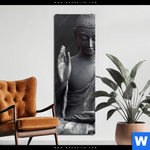 Alu Dibond Bild Buddha Erleuchtung Im Dunkeln Schmal Produktvorschau mit dem Bild Buddha - Erleuchtung im Dunkeln im Format Schmal.