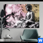 Alu Dibond Bild Buddha In Stiller Harmonie Querformat Produktvorschau mit dem Bild Buddha in stiller Harmonie im Format Querformat.