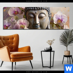 Alu Dibond Bild Buddha Orchideen Panorama Produktvorschau mit dem Bild Buddha & Orchideen im Format Panorama.