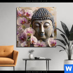 Alu Dibond Bild Buddha Orchideen Quadrat Produktvorschau mit dem Bild Buddha & Orchideen im Format Quadrat.