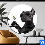 Alu Dibond Bild Bulldogge Mit Martini Rund Produktvorschau mit dem Bild Bulldogge mit Martini im Format Rund.