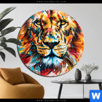 Alu Dibond Bild Der Loewe Urban Style Rund Produktvorschau mit dem Bild Der Löwe - Urban Style im Format Rund.