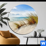 Alu Dibond Bild Duenenlandschaft Mit Meerblick Rund Produktvorschau mit dem Bild Dünenlandschaft mit Meerblick im Format Rund.