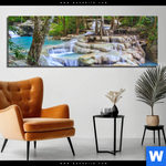 Alu Dibond Bild Exotischer Wasserfall Panorama Produktvorschau mit dem Bild Exotischer Wasserfall im Format Panorama.