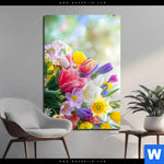 Alu Dibond Bild Farbenfrohe Fruehlingsblueten Hochformat Produktvorschau mit dem Bild Farbenfrohe Frühlingsblüten im Format Hochformat.