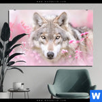 Alu Dibond Bild Friedlicher Wolf Querformat Produktvorschau mit dem Bild Friedlicher Wolf im Format Querformat.