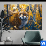Alu Dibond Bild Fuchs Im Blaetterwald Querformat Produktvorschau mit dem Bild Fuchs im Blätterwald im Format Querformat.