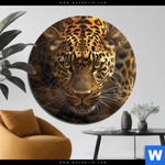 Alu Dibond Bild Geheimnisvoller Leopard Rund Produktvorschau mit dem Bild Geheimnisvoller Leopard im Format Rund.