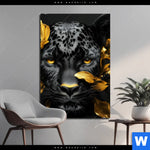 Alu Dibond Bild Goldblumen Panther Hochformat Produktvorschau mit dem Bild Goldblumen & Panther im Format Hochformat.