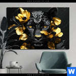 Alu Dibond Bild Goldblumen Panther Querformat Produktvorschau mit dem Bild Goldblumen & Panther im Format Querformat.