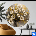 Alu Dibond Bild Goldene Bluetenpoesie Rund Produktvorschau mit dem Bild Goldene Blütenpoesie im Format Rund.